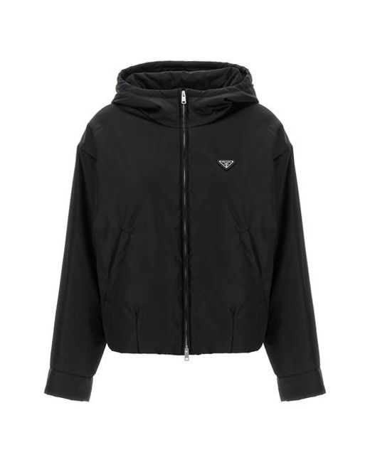 Giacca Con Cappuccio Re-Nylon di Prada in Black