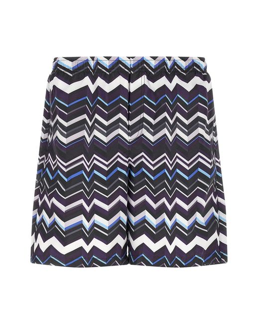 Missoni Blue Irregular Zig Zag Swimsuit for men