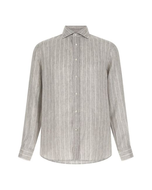 Brunello Cucinelli Gray Pinstripe Shirt for men