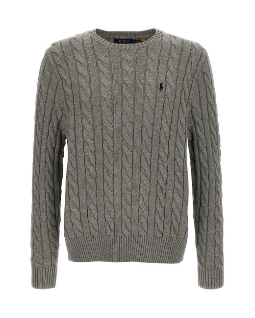 Polo Ralph Lauren Gray Pullover Ls Cable-Knit Pullover Sweater for men