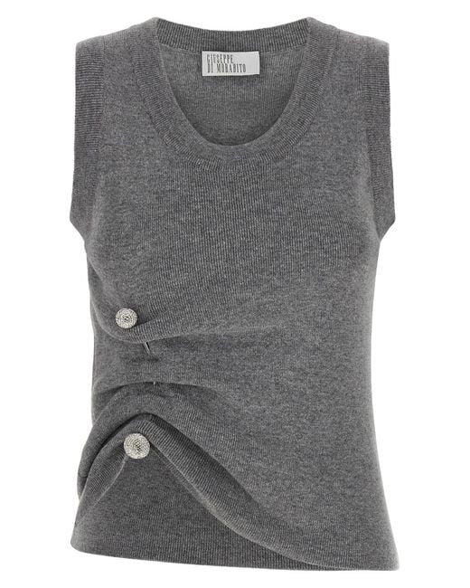 GIUSEPPE DI MORABITO Gray Jewel Brooch Top