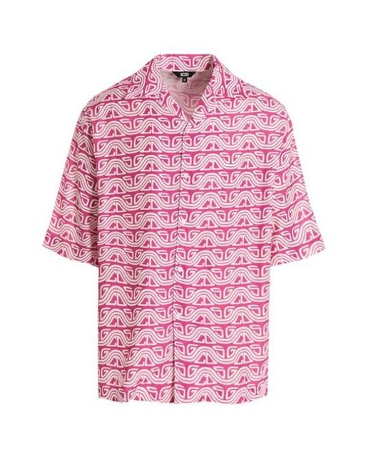 Camicia 'Waved Logo' di Gcds in Pink da Uomo