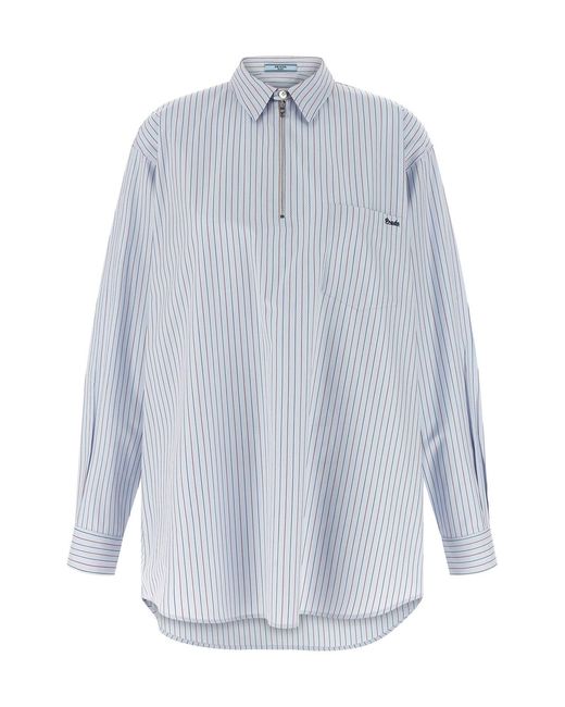 Prada Blue Striped Shirt