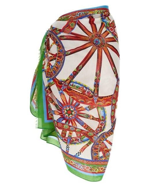 Gonna Pareo 'Carretto' di Dolce & Gabbana in Multicolor