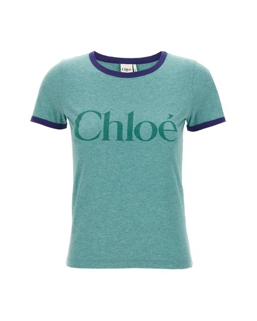 Chloé Green T-Shirt Mit Logodruck