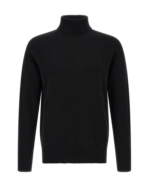 Ma'ry'ya Black High Neck Sweater With Slits for men