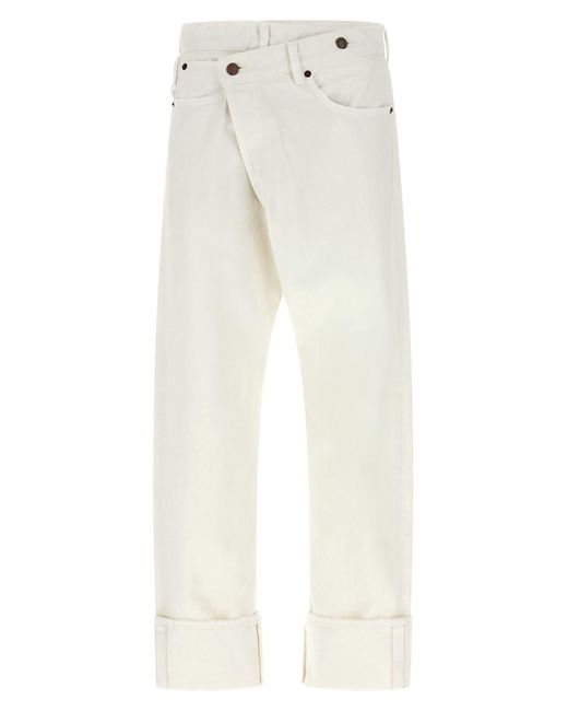 R13 White Jeans "Cuffed Crossover"