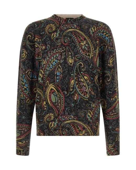 Etro Black Paisley Sweater for men