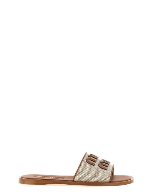 Miu Miu Multicolor Logo Patch Slides