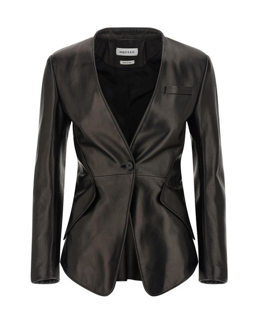 McQueen Black Nappa Blazer