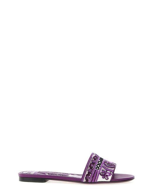Dolce & Gabbana Multicolor 'maiolica' Embroidery Slides