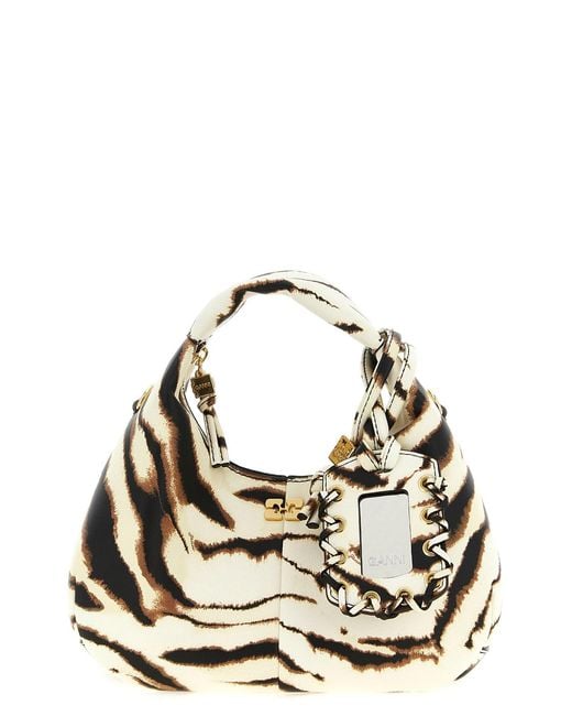 Ganni Metallic 'mini Hobo Zebra' Handbag