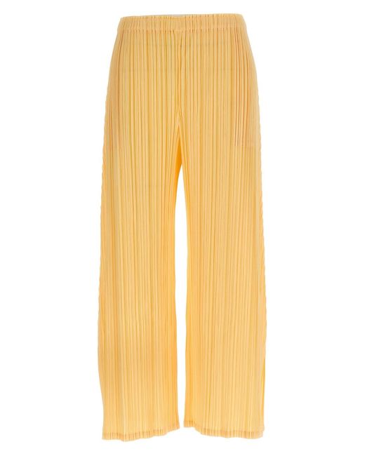 Pleats Please Issey Miyake Yellow 'mellow Pleats' Pants