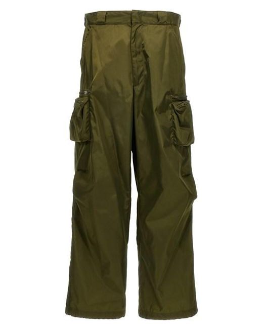 Prada Green Wide-Leg Cargo Trousers for men