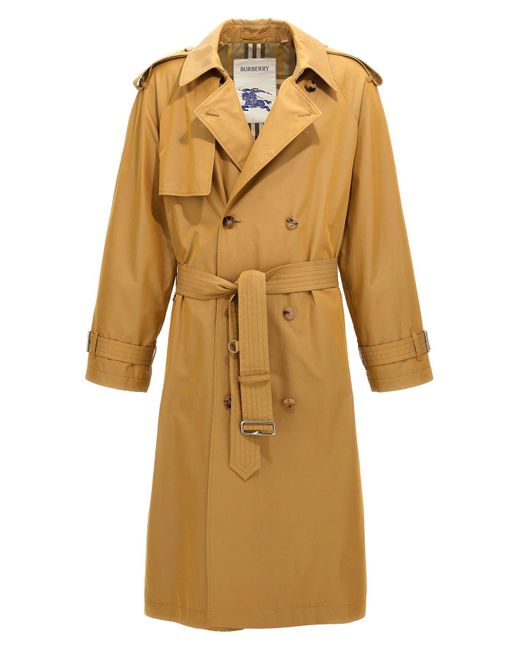 Burberry Yellow Double-breasted Long Trench Coat for men