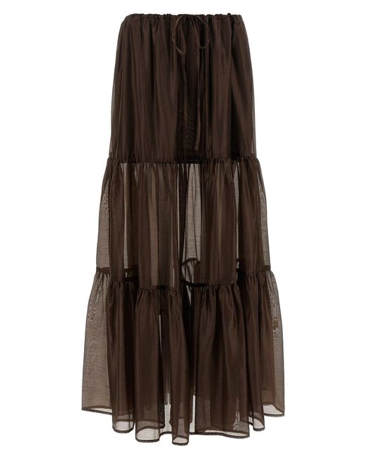 Twinset Brown Flounces Skirt