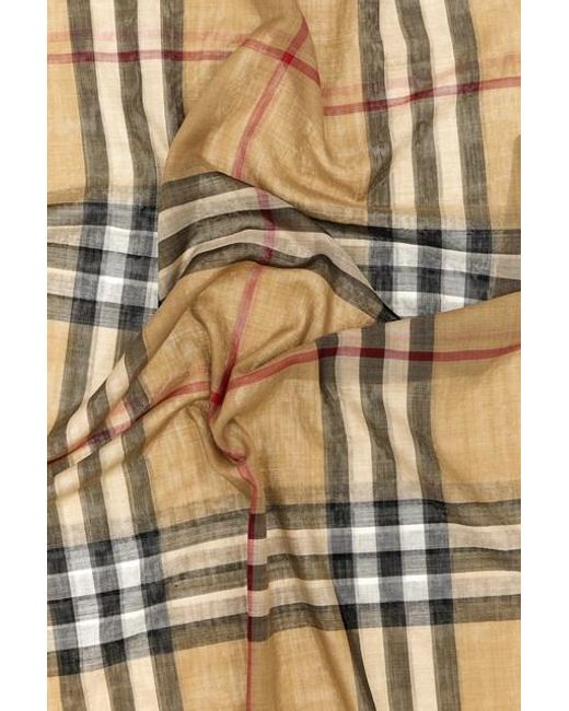 Check Scarf Sciarpe Beige di Burberry in Metallic