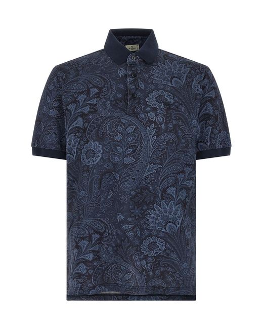 Etro Blue 'arnica Paisley' Polo Shirt for men