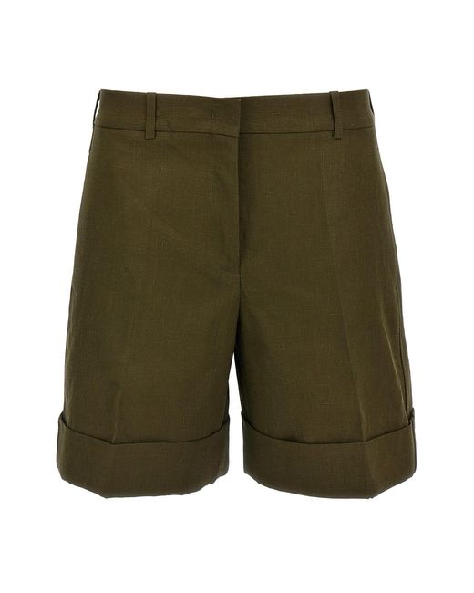 Jil Sander Green Linen Bermuda Shorts