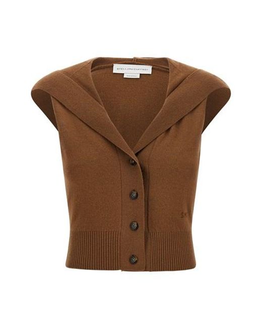 Top 'Cosy Knit Hood' di Stella McCartney in Brown