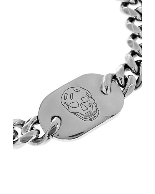 Bracciale 'Skull Plate' di Alexander McQueen in Metallic da Uomo