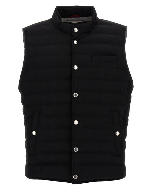 Brunello Cucinelli Black Nylon Vest for men