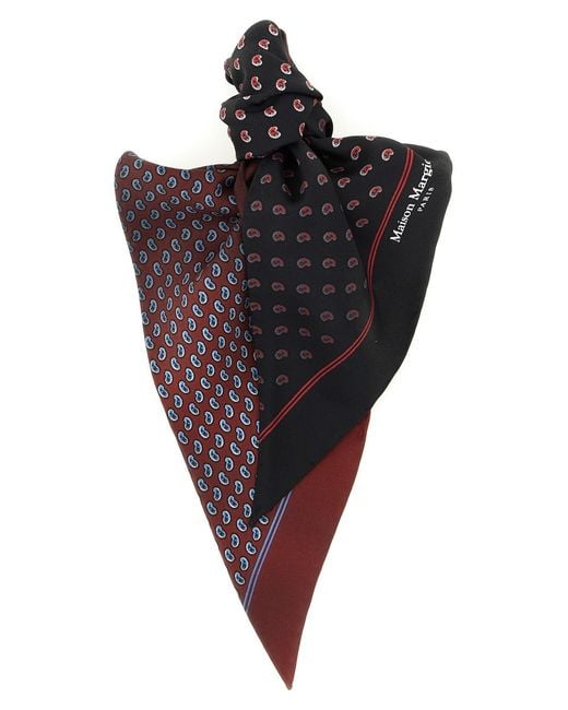 Maison Margiela Black Paisley Print Double-Sided Scarf for men