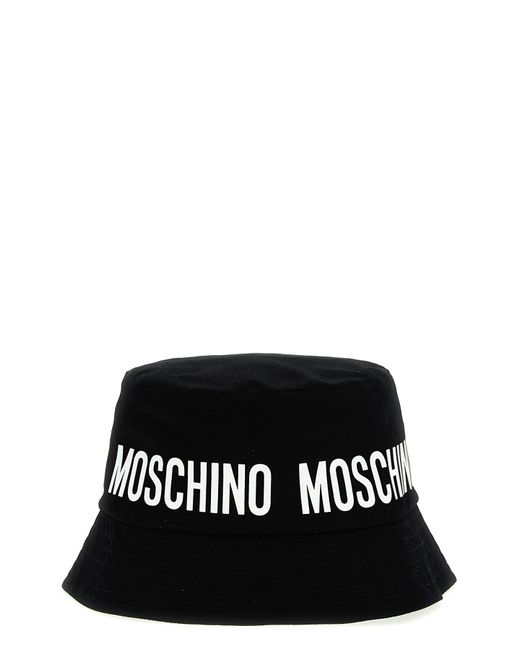 Moschino Black Logo Print Bucket Hat