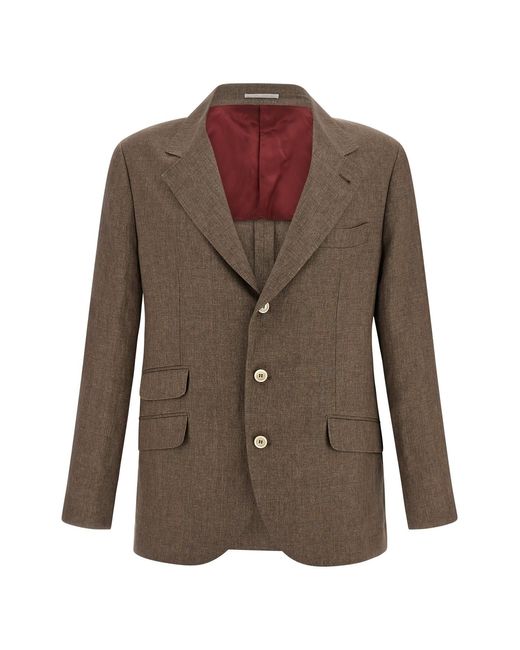 Brunello Cucinelli Brown 'cavallo' Blazer for men