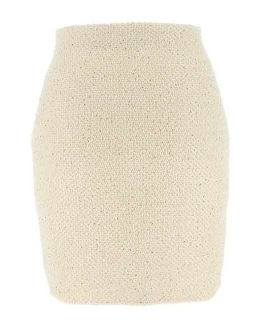 Gonna 'Cream Sequin Knit Mini' di Self-Portrait in Natural