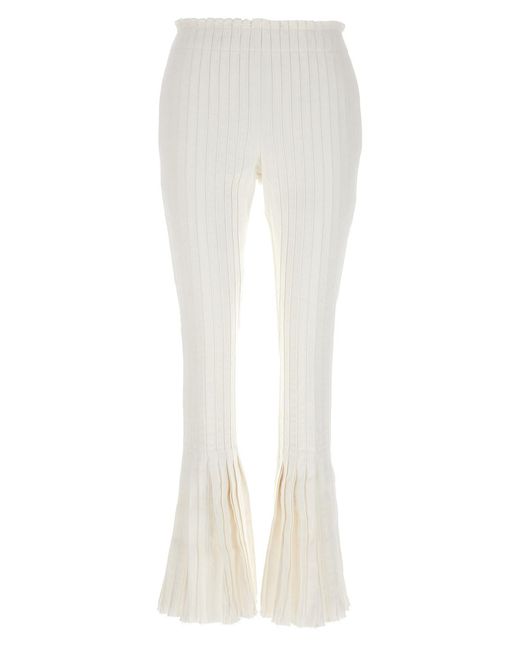 Sacai White Ribbed Pleated Pants
