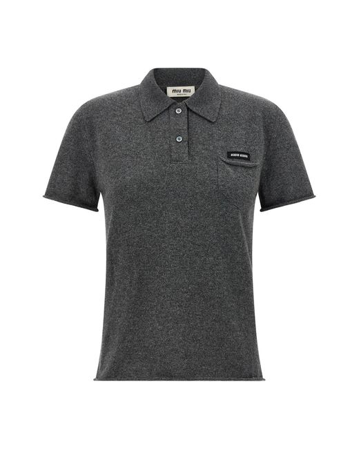 Miu Miu Black Cashmere Polo Shirt