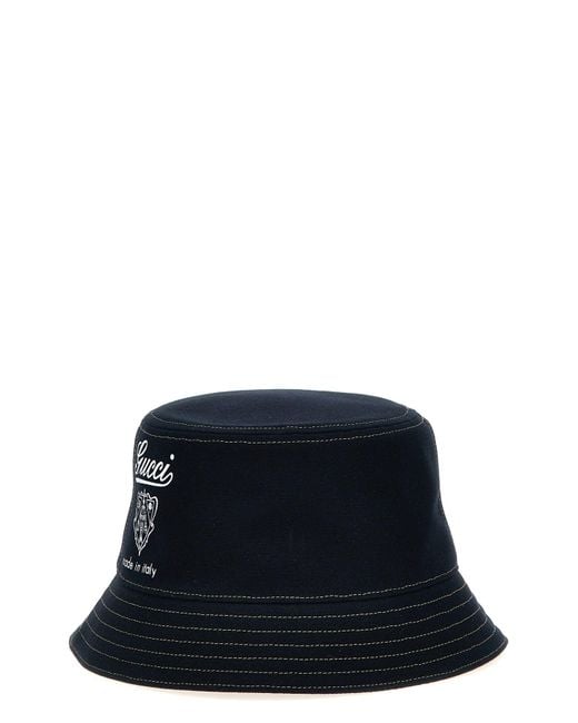 Gucci Black Coat Of Arms Bucket Hat for men