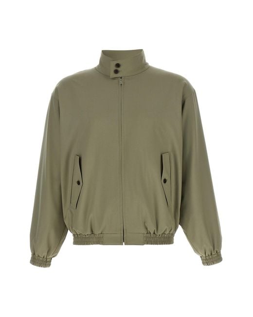 Auralee Green Wool Bomber Jacket for men