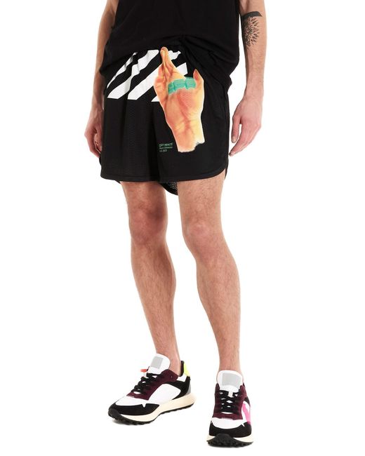 off white hand logo shorts