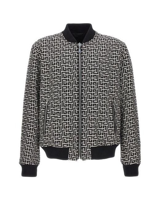 Balmain Men's Monogram Reversible Bomber Jacket - Black