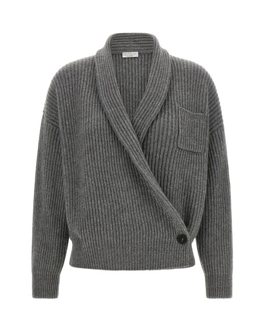 Brunello Cucinelli Gray Wrap Cardigan