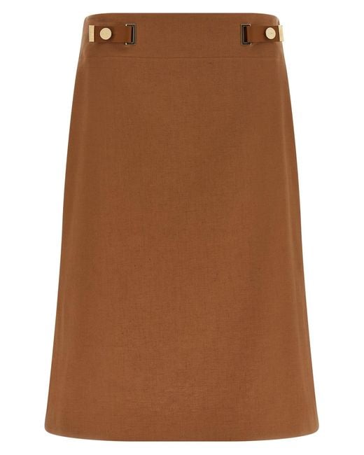 Fendi Brown 'new Linen' Skirt