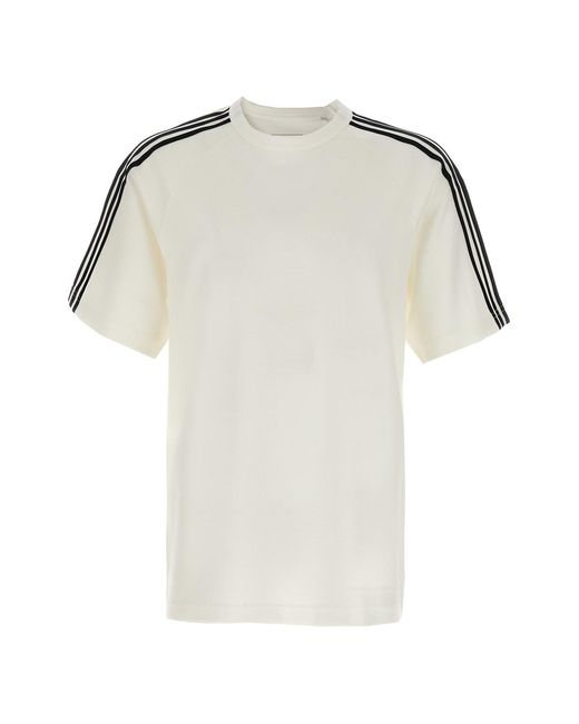 Y-3 White ' Short Sleeve Tee 3-stripes' T-shirt