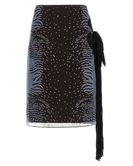 Ferragamo Black Georgette Skirt