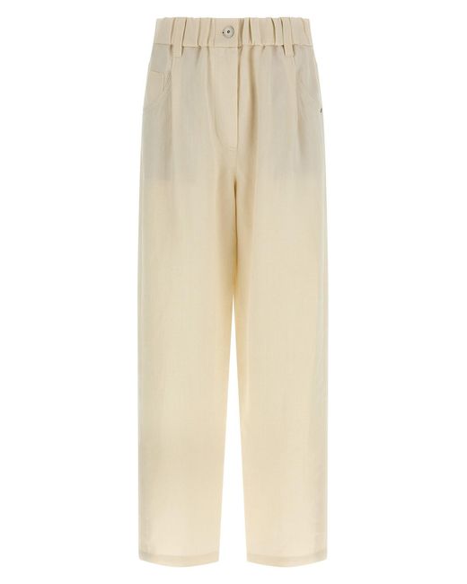 Brunello Cucinelli Natural Linen Trousers