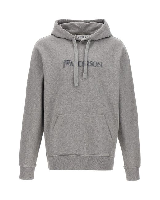 J.W. Anderson Gray Classic Pullover Hoodie With Embroidered Detail for men