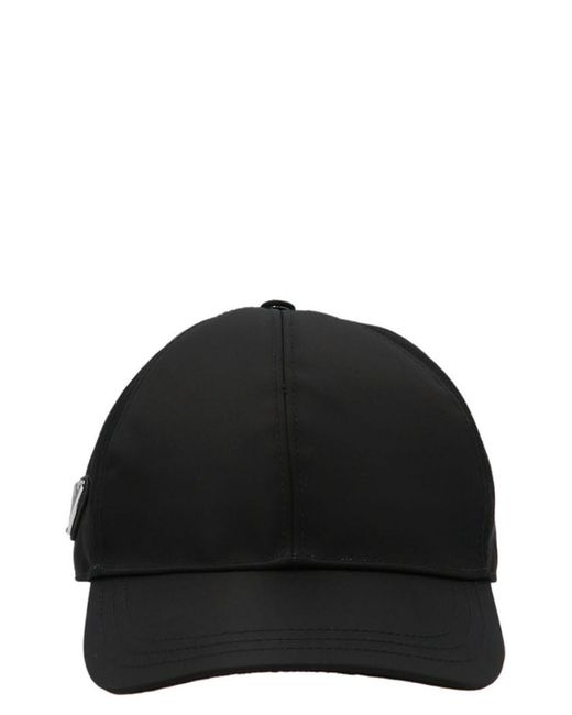 Prada Black Re-Nylon Logo Cap for men