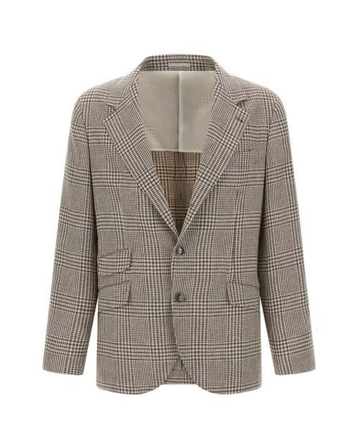 Brunello Cucinelli Gray Houndstooth Blazer for men