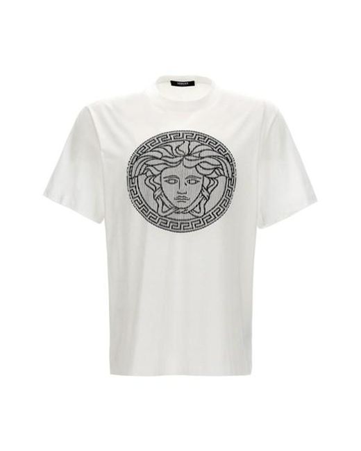 Versace Gray Logo Embroidery T-shirt for men