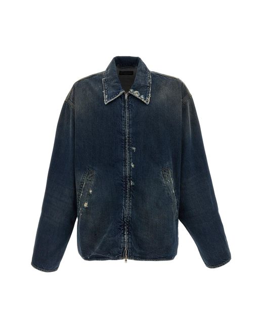 Balenciaga Jeansjacke Mit Used-Effekt in Blue für Herren