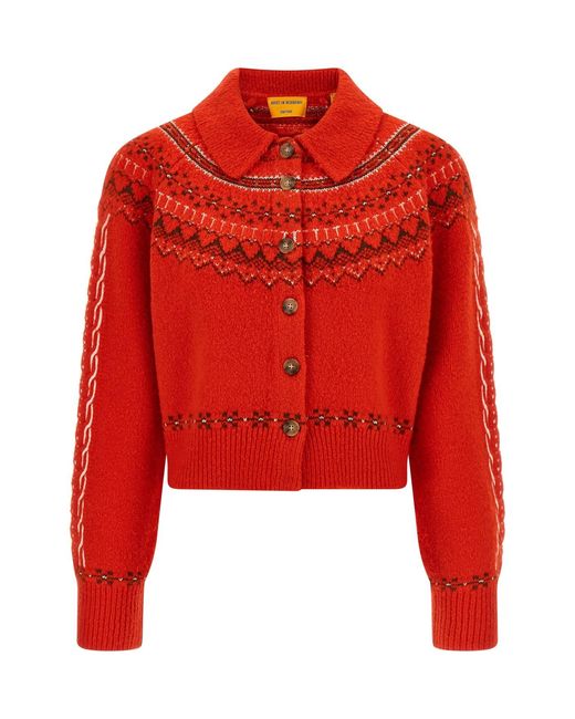 Guest In Residence Red 'cloud Chalet' Cardigan