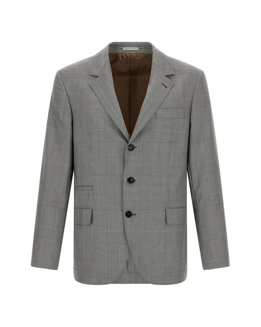 Brunello Cucinelli Gray Prince Of Wales Blazer for men