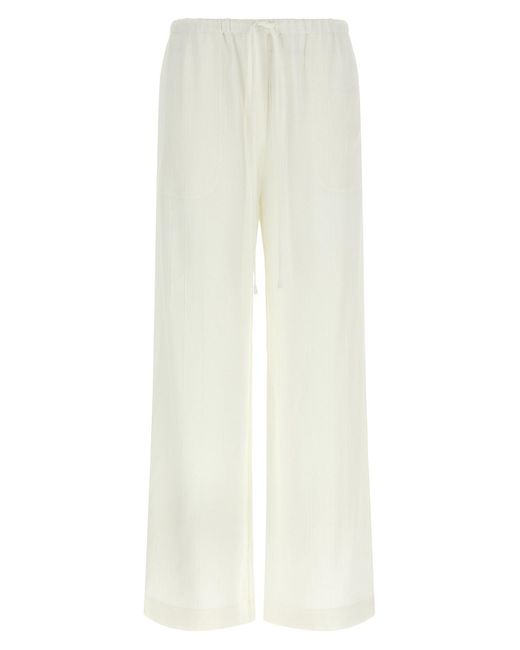 Totême White Pants With Raised Stripes