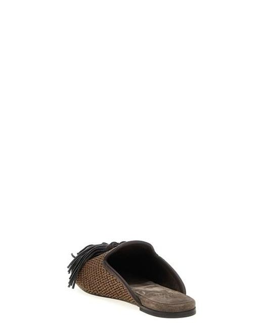 Jewel Tassel Sabots Flat Shoes Marrone-Donna di Brunello Cucinelli in Multicolor